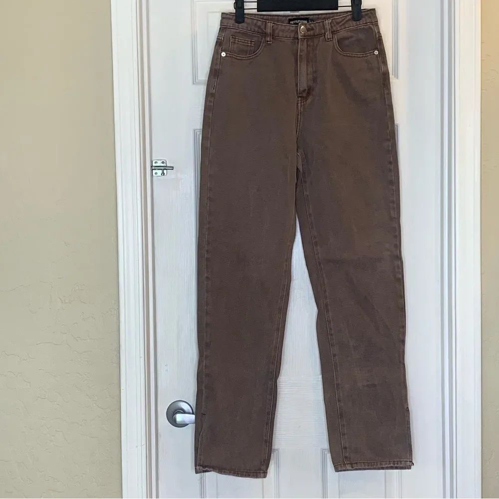 PretryLittleThing High Rise Kick Boot Brown Jeans Size 6